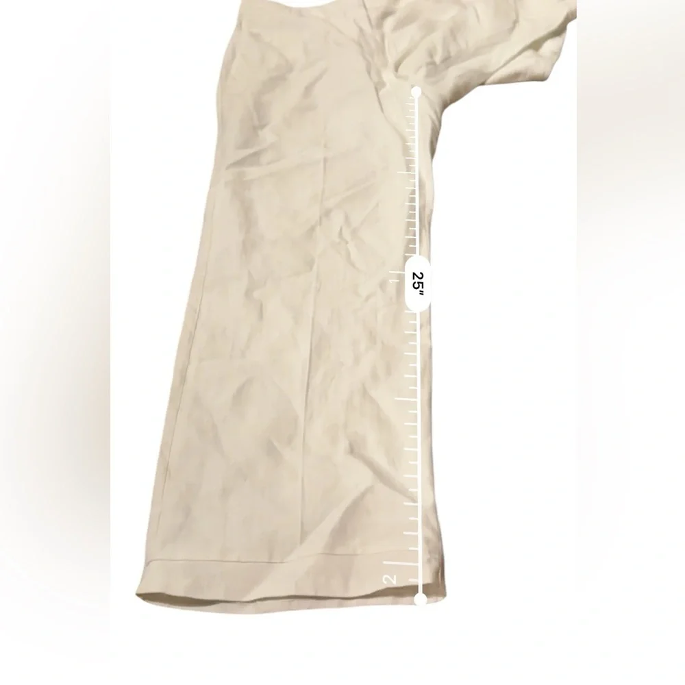 Babaton Agency Viscose Linen Blend High‎ Rise Straight Leg Pants in White Sz 4